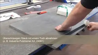 Kantenverklebung KARL DAHM 2cm Platten auf Gehrung schneiden und mit Akemi kleben, Kantenbearbeitung