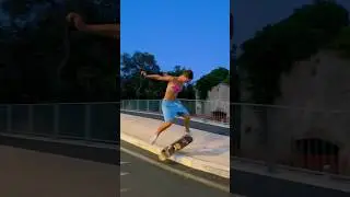 Kickflip manual downhill 🩵🩷 #skateboarding #skate #skateforfun #skate
