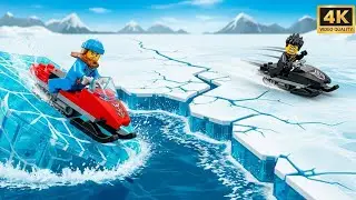 LEGO City Snowmobile Chase Across Thin Ice! ❄️🏍️