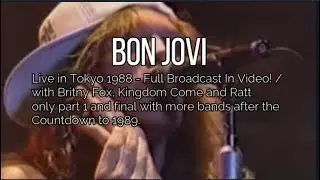Bon Jovi - Live at Tokyo Dome | Full Broadcast In Video | Tokyo 1988