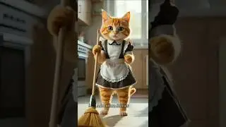 Cat sweeper at home 🏠#aicat #cat #adventurestories #viralshort #trending #cutecat #catshorts#ai
