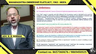 MOFA-1963 - MAHARASHTRA OWNERSHIP FLATS ACT, 1963-LECTURE BY ADVOCATE B. R. BORNAK.