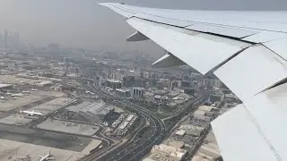 Emirates Boeing 777-300ER morning takeoff from Dubai International Airport (DXB)