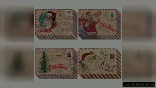 5Pcs Christmas Postcard Greeting Card Vintage Christmas Stamp Cards with Envelopes New Year Gift Car
