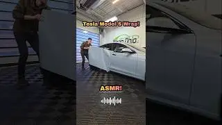 Brand new Tesla Model S in for a full wrap in Satin Battleship Grey #asmr #asmrsounds #tesla #wrap