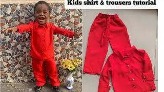 How to cut and sew button down shirt and pants for age 1 to 2 years old #sewingtutorial 