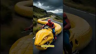 Spider-Man vs Hulk riding a giant Snake motorcycle Battle ! #marveltoys #hulk#spiderman #shorts