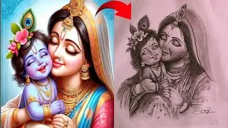 Krishna ji art || maiya josoda and little krishna drawing|| #viral #krishna #art #fypage #fypageシ 