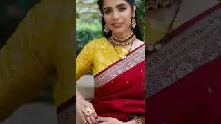 red saree contrast blouse|new style blouse with saree|boat neck blouse|blouse cutting and stitching