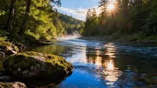 Misty Forest River for Deep Sleep | 1 Hr Sounds | StreamHaven 4K