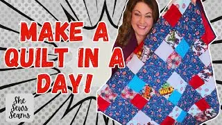Fast Four Patch Baby Quilt Tutorial | Easy Beginner Quilt You Can Finish in a Day