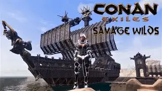 Part 2 of Black Pearl Stormglass Ship Base - Conan Exiles (Savage Wilds Map Mod) PC Gameplay