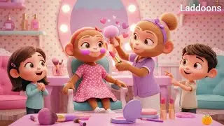 Bandariya Parlour Mein 💄🐒 | Funny Monkey Makeup Rhyme | Kids Cartoon Hindi Rhymes #laddoons 