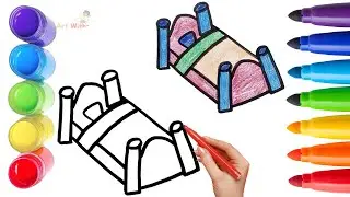 How To Draw cute Bed Drawing, Painting & Coloring For Kids and Toddlers_ Child Art 🐋🌈🎨
