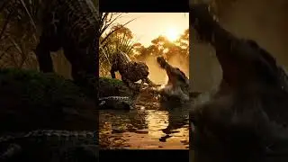Mother Crocodile Rescues Her Baby from Jaguar Attack