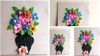 সুপার ক্লে দিয়ে ফুলের টপ বানানো 🌼💙 // Clay wall decor // Super clay diy // Clay Crafts 