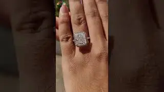 7.40 TCW Radiant with Round Cut Colorless Moissanite Ring | Halo Engagement Ring