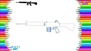 How to Draw a Armalite AR 18 Gun - USA Weapon Easy Drawing Lesson