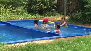 Julita TV team  Pretend Play Going to Swim in the Pool   Swimming Water Inflatable Boat Kids Toys