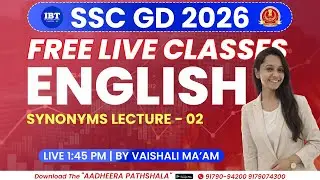 SYNONYMS LECTURE -2|ENGLISH|SSC-GD FOUNDATION BATCH 2026 | BY VAISHALI MA'AM