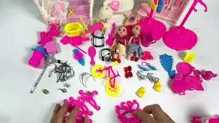 13  Minutes Satisfying Unboxing Sorting Tiny Doll Accessories/ Toy Unboxing