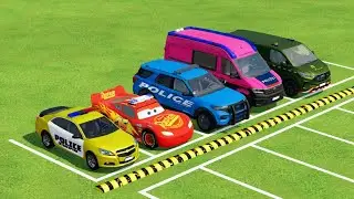 TRANSPORTING EMERGENCY DEPARTMENT CARS, AMBULANCE, POLICE CARS, FIRE TRUCK OF COLORS!  #1  FS 22