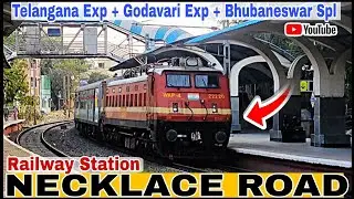 (NLRD-2)Trains spotting at Necklace Road Station | Telangana + Godavari + Hundry | Express Trains 