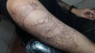 1st session Lining Skull and Rose Tattoo #philtag #philtagrizalchapter #philtagmember