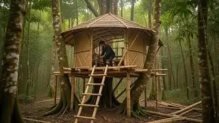 Building a Bamboo Treehouse on a Giant Tree | Deep Forest Survival Challenge