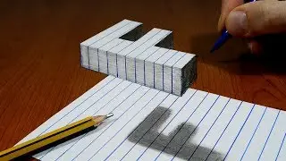 3D Trick Art On Line Paper, Floating Letter F