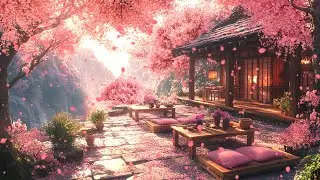 Cherry Blossom Zen Caf&eacute; 🌸 Soft Jazz & Peaceful Ambience in a Japanese Garden ☕🎶