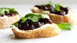 Brie Crostini with Cherry Preserves and Arugula