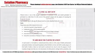 Pharmacy Practice (24) Clinical Pharmacy (Part-3)= Clinical Review, Ward Round & Pharmaceutical Care
