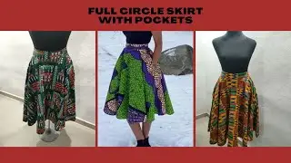 How to Cut and Sew a full Circle Skirt with Pockets(360 degrees flare) and a shaped band