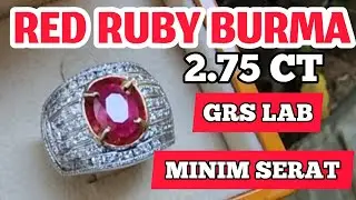 RED RUBY BURMA HA 2.75CT GRS LAB RING GOLD DIAMOND GOOD AND QUALITY