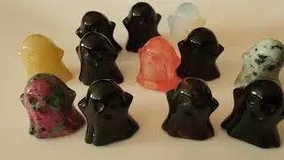 Cute Lil Halloween 🎃 Ghosts 👻 Crystal  And Gemstone Carvings In The I Dig Rocks Mineral Patch 