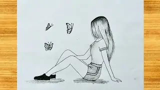 Как нарисовать милую девочку с бабочками || Эскиз карандашом || Видеоурок по рисованию девочки