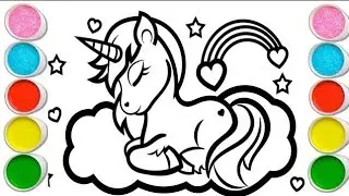 How to drow easy step by step unicorn drowning coloring for kids 