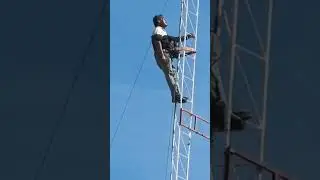 #Radio Antenna climber drops #Electrical tape. #PoorGuy #Funny #Tools - #cameraman unknown