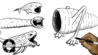 How to Draw Bloop vs El Gran Maja vs Julia Beast vs Sea Eater &ndash; Epic Sea Battle!
