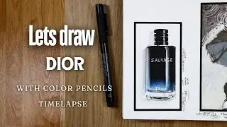 drawing realistic DIOR || timelapse || color pencil || vinayartstudio