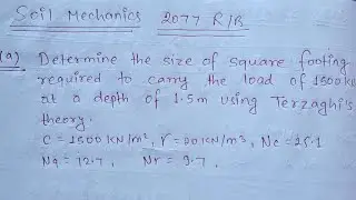 DETERMINE THE SIZE OF SQUARE FOOTING, BEARING CAPACITY NUMERICAL @Er.dipesh186 SOIL MECHANICS 4TH