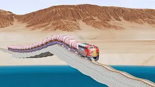Trains vs Upwarded Triangulated Rail Tracks - Beamng Drive