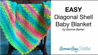 EASY Diagonal Shell Baby Blanket