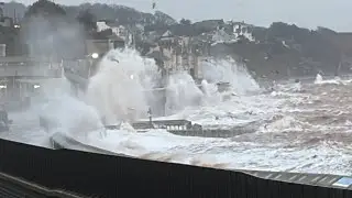 Stormy seas batter Dawlish again at high tide,plus another weather warning for floods