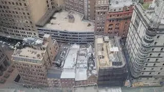 4k  Exploring Lower Manhattan, East River, 4 NY plaza..View from 50 Water St. 04/02/2021