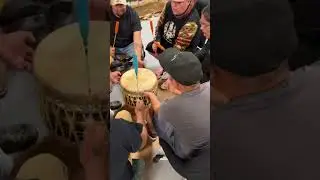 Black Bear Singers on a Tribal Spirit Kids Drum And oh it sounds amazing
