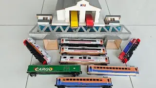 Mulung mainan kereta api Indonesia, cc 206 G20, cc 201 RnB, dipo, jembatan, Pos PJL,peti kemas