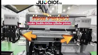 Jucolor 360 Cylinder printer with double station faster speed rotary printing on tumbler bottles