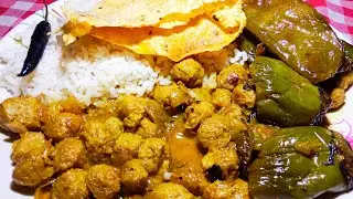 Soybean Curry Rice Eating Challenge || Veg Food Thali Eating Show || Eating Life ||